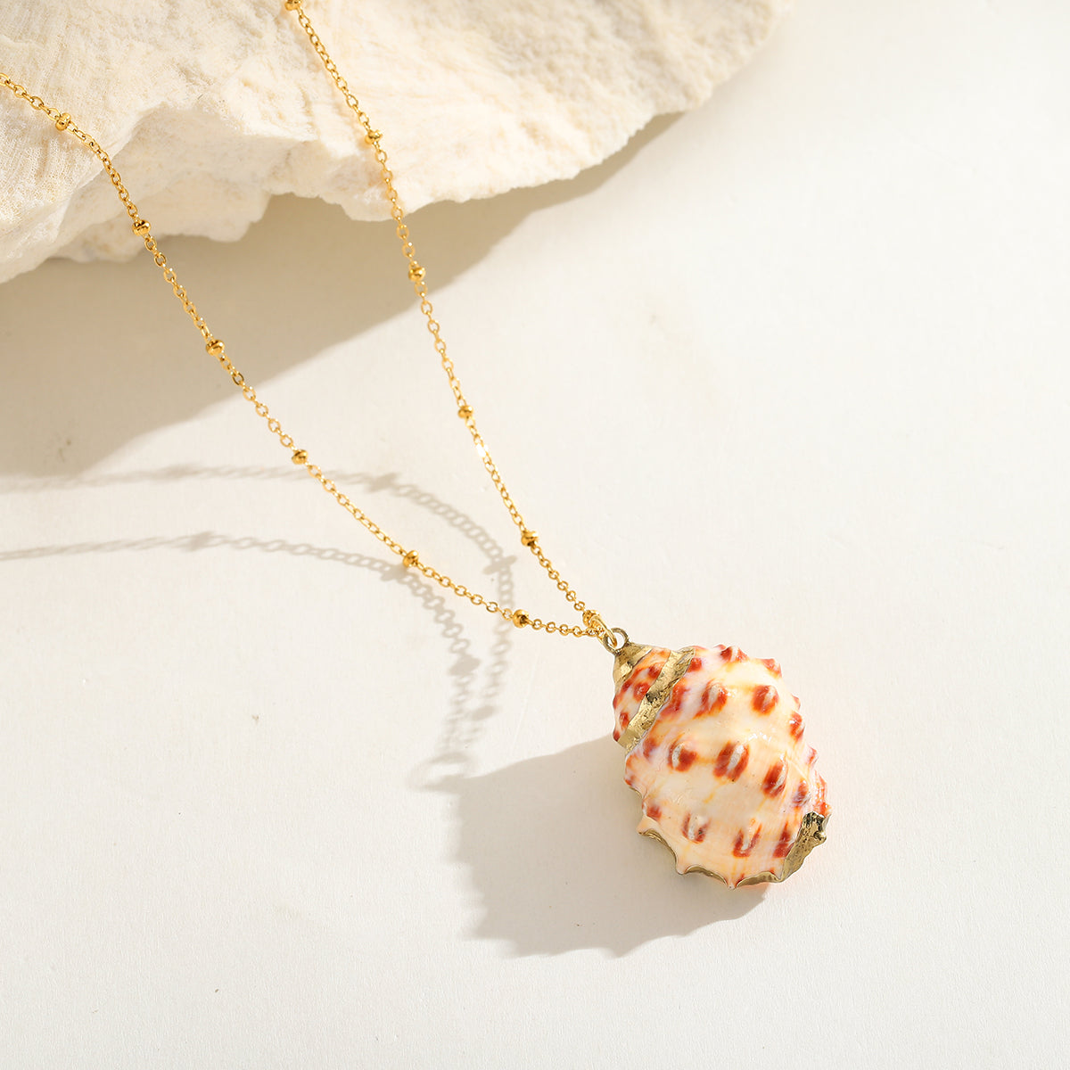 Coastal Charm Necklace - Seashell, Dual Charm, and Nautilus Pendant