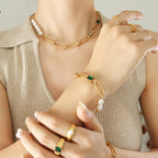 Square Freshwater Pearl Bracelet – Titanium Steel