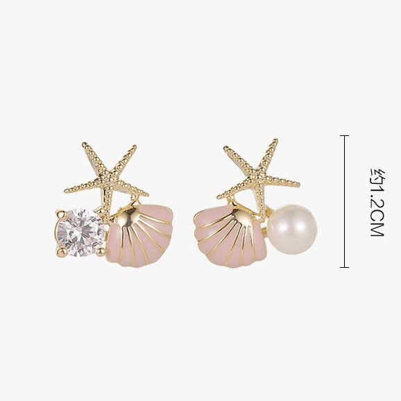 Marine Style Geometric Enamel Stud Earrings – Zinc Alloy Simple Chic
