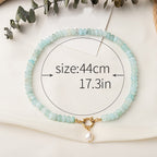 Natural Stone and Freshwater Pearl Beaded Necklace – Titanium Steel 18K Gold Plated