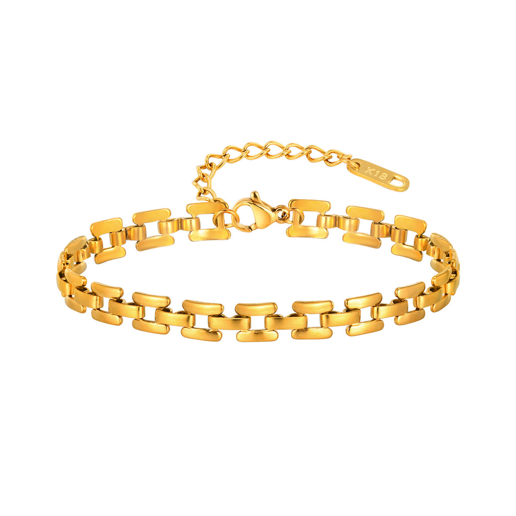 PVD Coated 18K Gold Solid Color Stainless Steel Bracelet – Waterproof Non-Tarnish