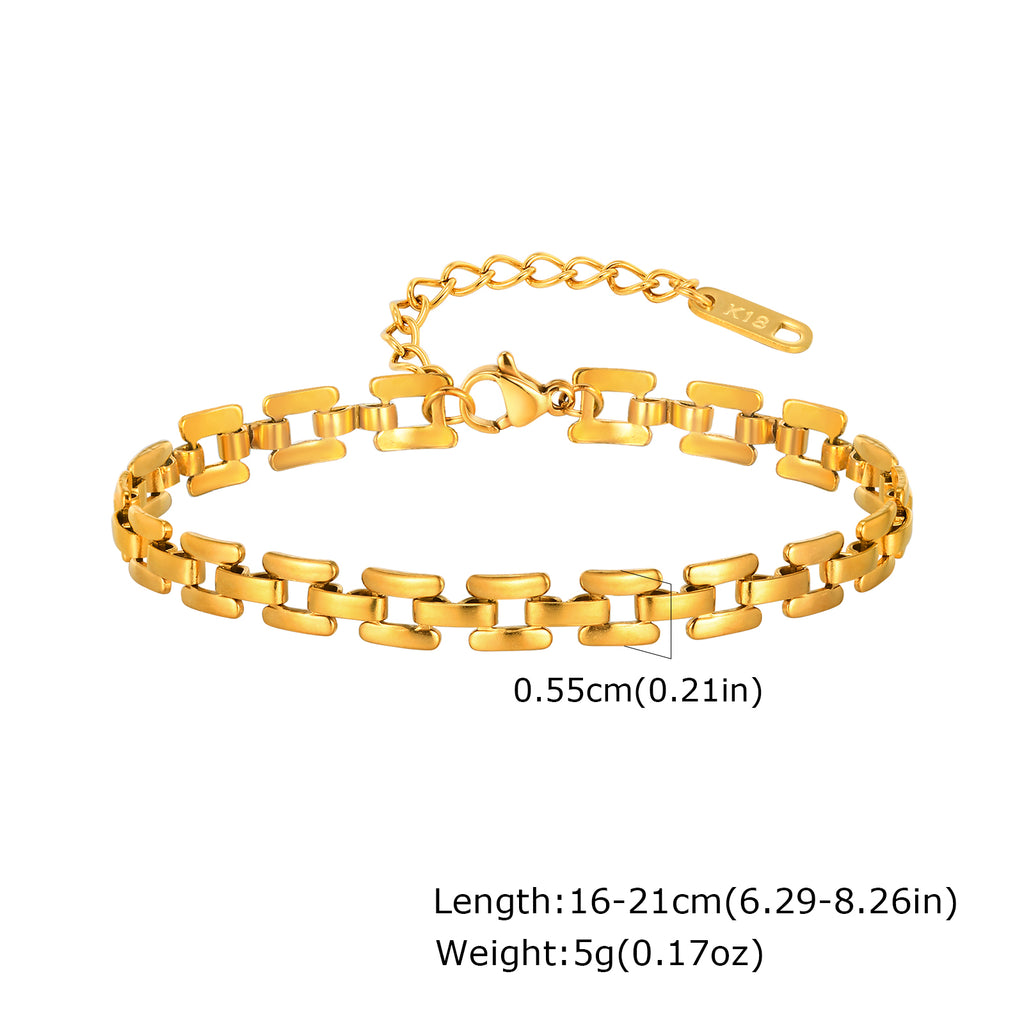 PVD Coated 18K Gold Solid Color Stainless Steel Bracelet – Waterproof Non-Tarnish