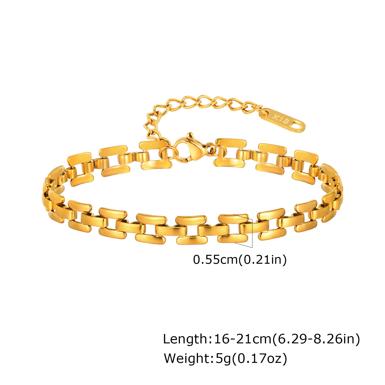 PVD Coated 18K Gold Solid Color Stainless Steel Bracelet – Waterproof Non-Tarnish