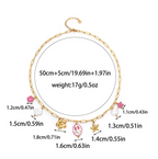 Gold Plated Starfish Flower Multi Charms Necklace – Waterproof Stainless Steel