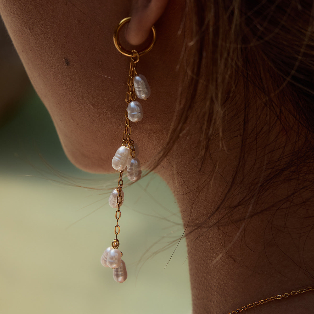 18K Gold Plated Geometric Acrylic Drop Earrings – PVD Coated Stainless Steel Elegant Waterproof Non-Tarnish