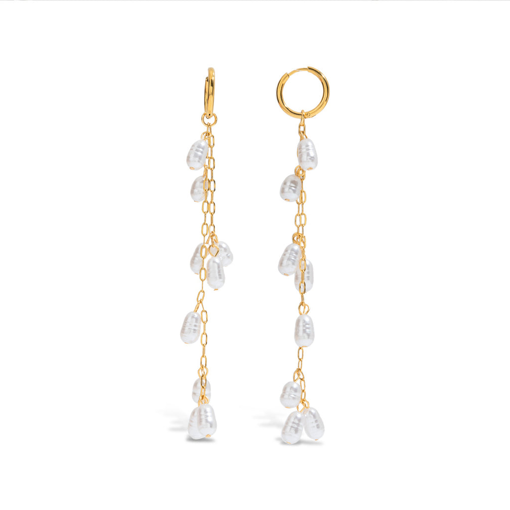18K Gold Plated Geometric Acrylic Drop Earrings – PVD Coated Stainless Steel Elegant Waterproof Non-Tarnish