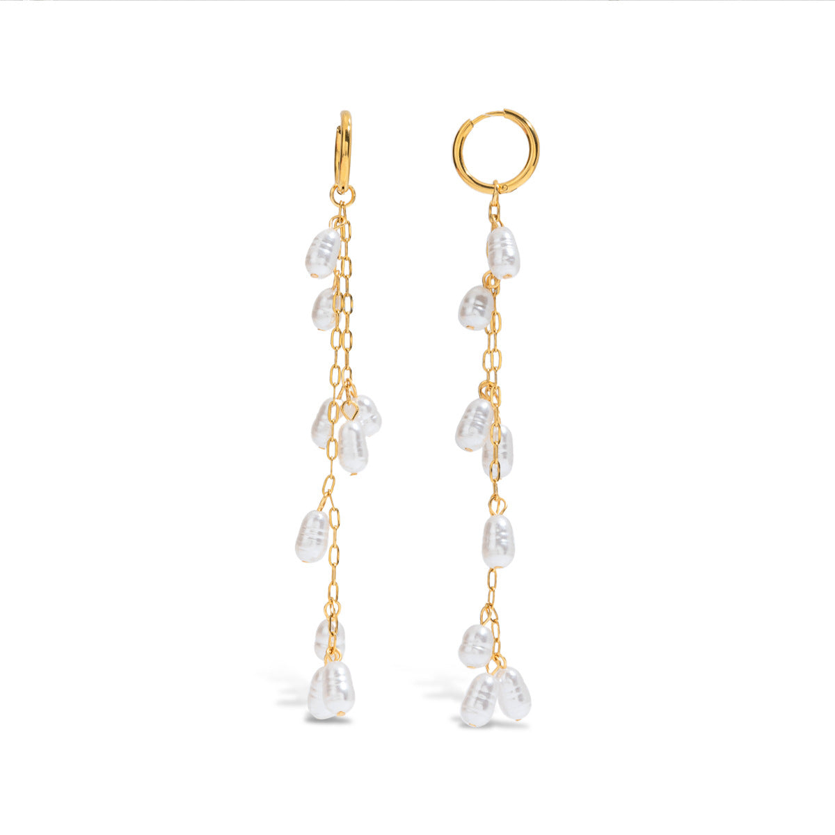 18K Gold Plated Geometric Acrylic Drop Earrings – PVD Coated Stainless Steel Elegant Waterproof Non-Tarnish