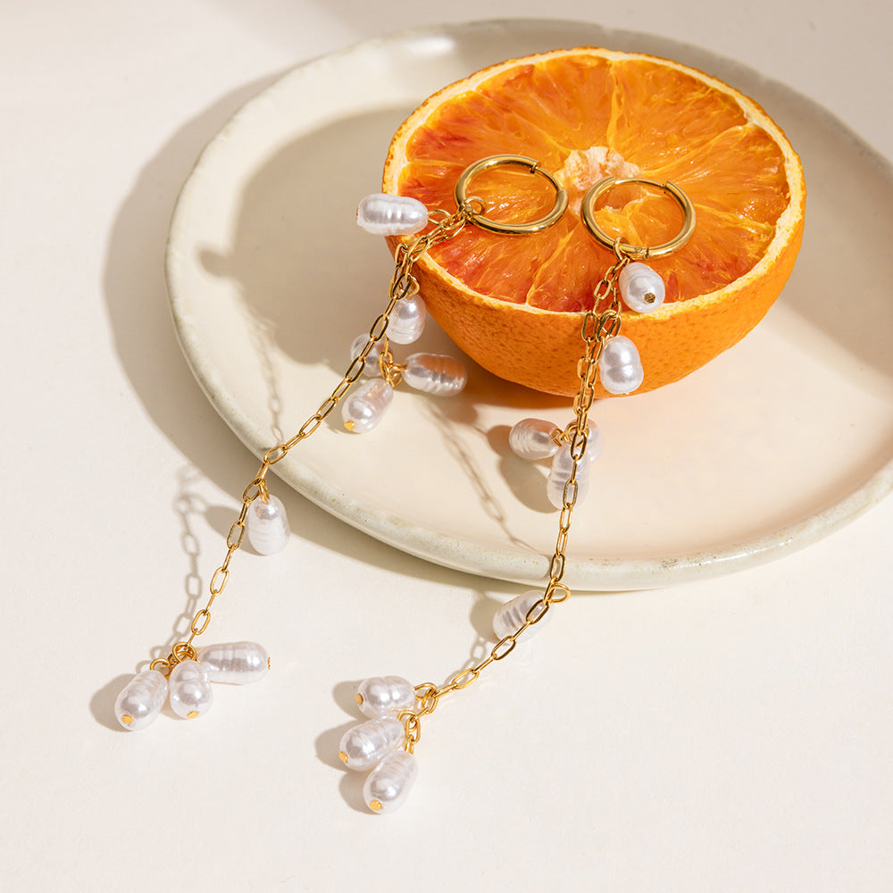 18K Gold Plated Geometric Acrylic Drop Earrings – PVD Coated Stainless Steel Elegant Waterproof Non-Tarnish