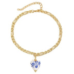 Vintage Blue and White Porcelain Pendant Anklet – Stainless Steel