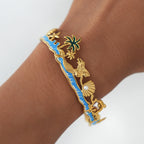 Beach Mermaid Ocean Scene Enamel Cuff Bracelet – Waterproof 304 Stainless Steel