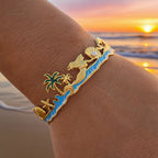 Beach Mermaid Ocean Scene Enamel Cuff Bracelet – Waterproof 304 Stainless Steel
