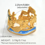 Beach Mermaid Enamel Ring with Pearl Accent – Waterproof 304 Stainless Steel