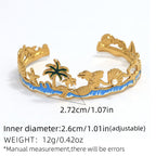 Beach Mermaid Ocean Scene Enamel Cuff Bracelet – Waterproof 304 Stainless Steel