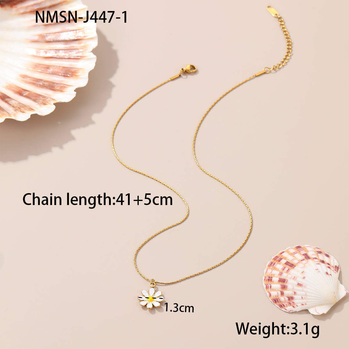 Daisy Pattern Stainless Steel Necklace – Non-Fading Floral Women’s Jewelry