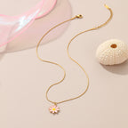 Daisy Pattern Stainless Steel Necklace – Non-Fading Floral Women’s Jewelry