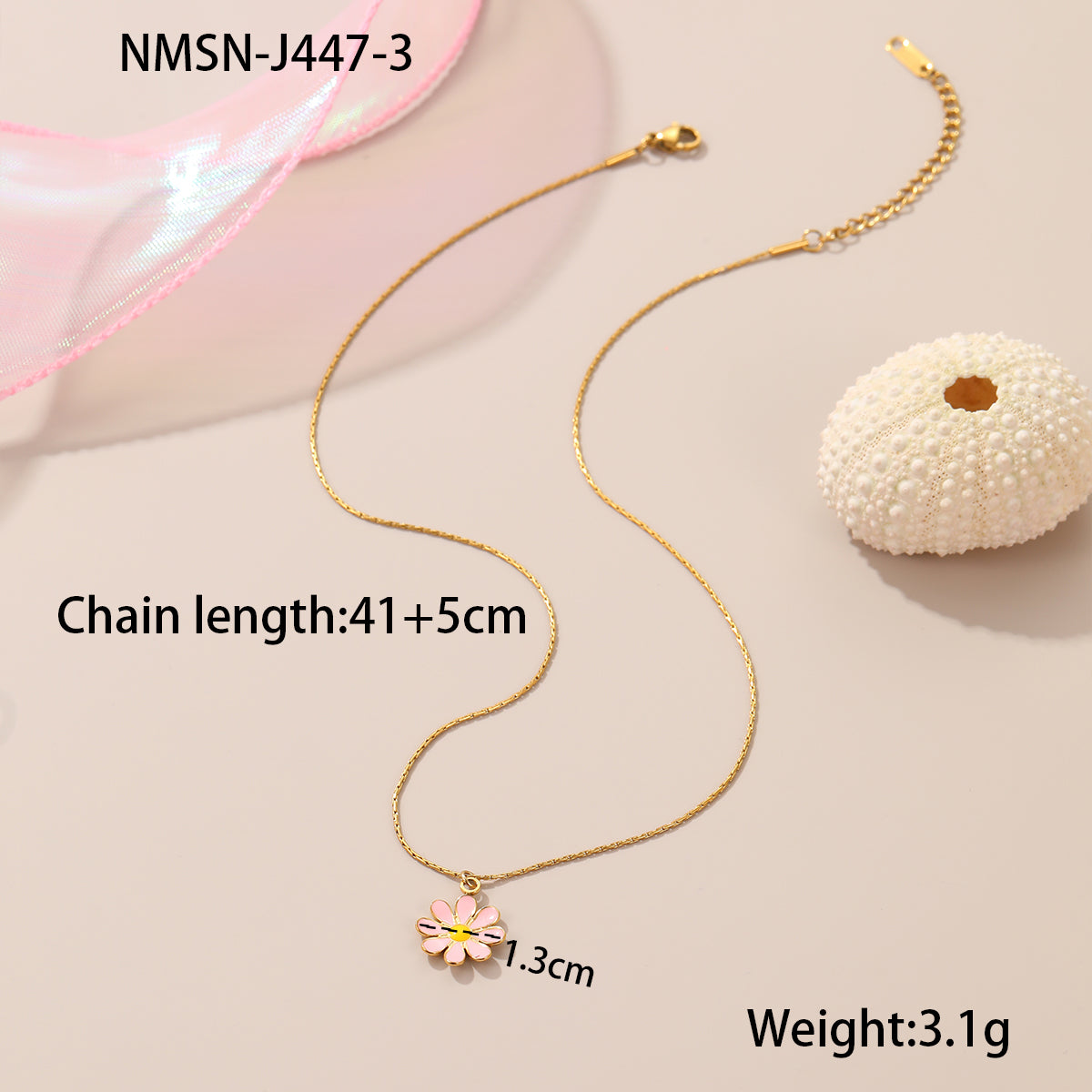 Daisy Pattern Stainless Steel Necklace – Non-Fading Floral Women’s Jewelry