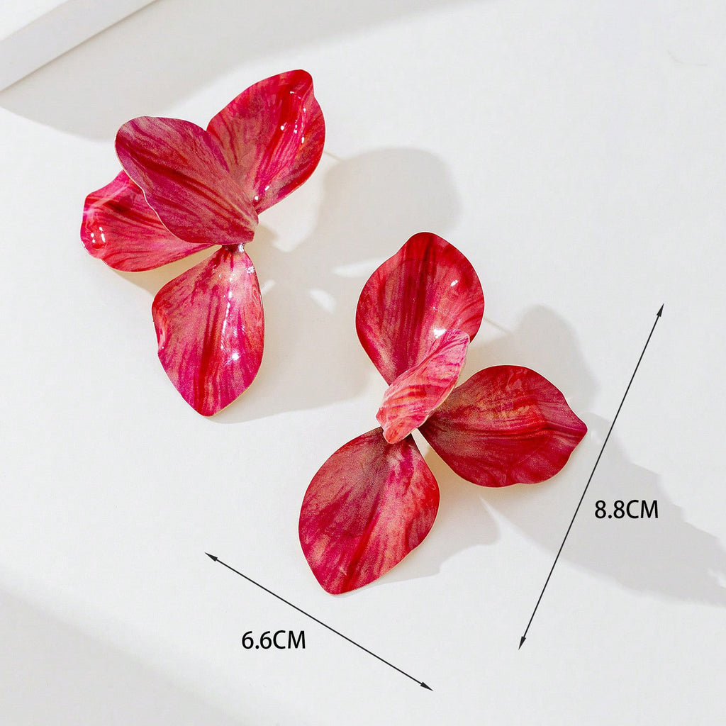 Bohemian Painted Flower Shaped Earrings – Simple Fashionable Daily Wear